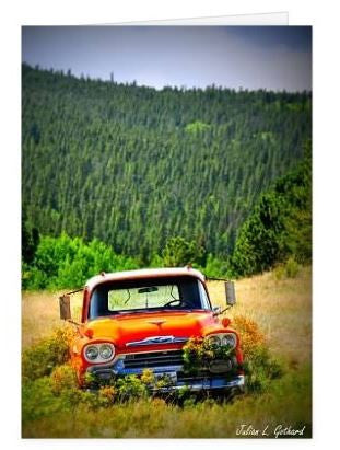 Old Chevy Truck on Apex Road Greetings Card